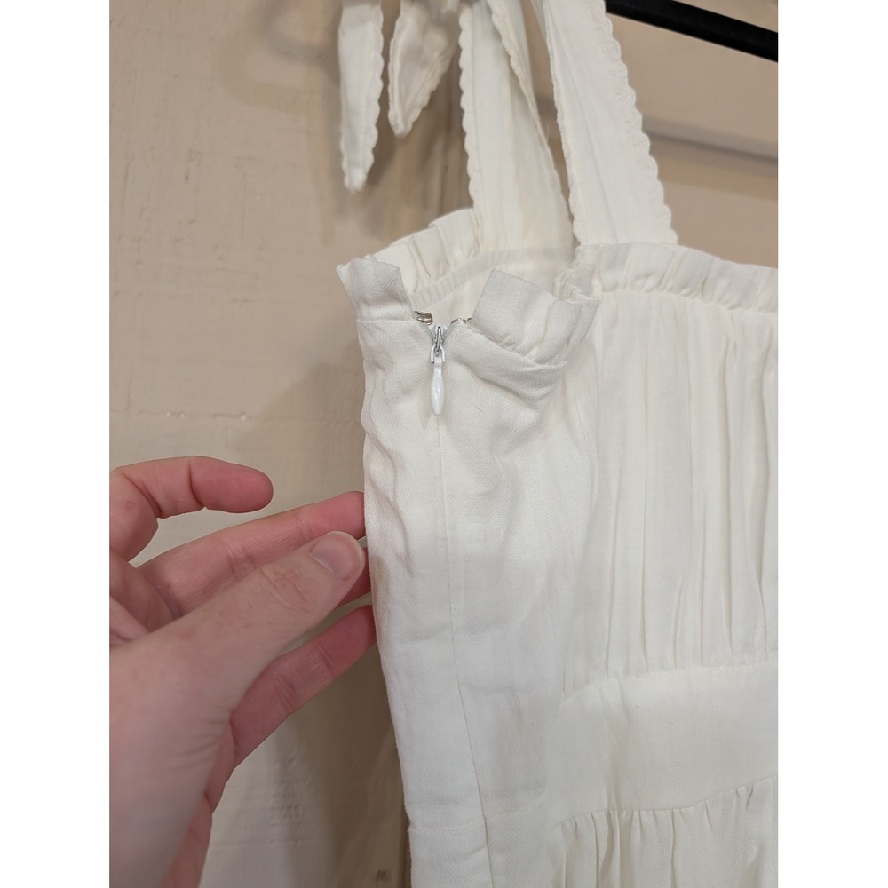 Lulus Flirting in Florence White Striped Tie-Strap Midi Dress L NWT Coquette - Picture 8 of 12